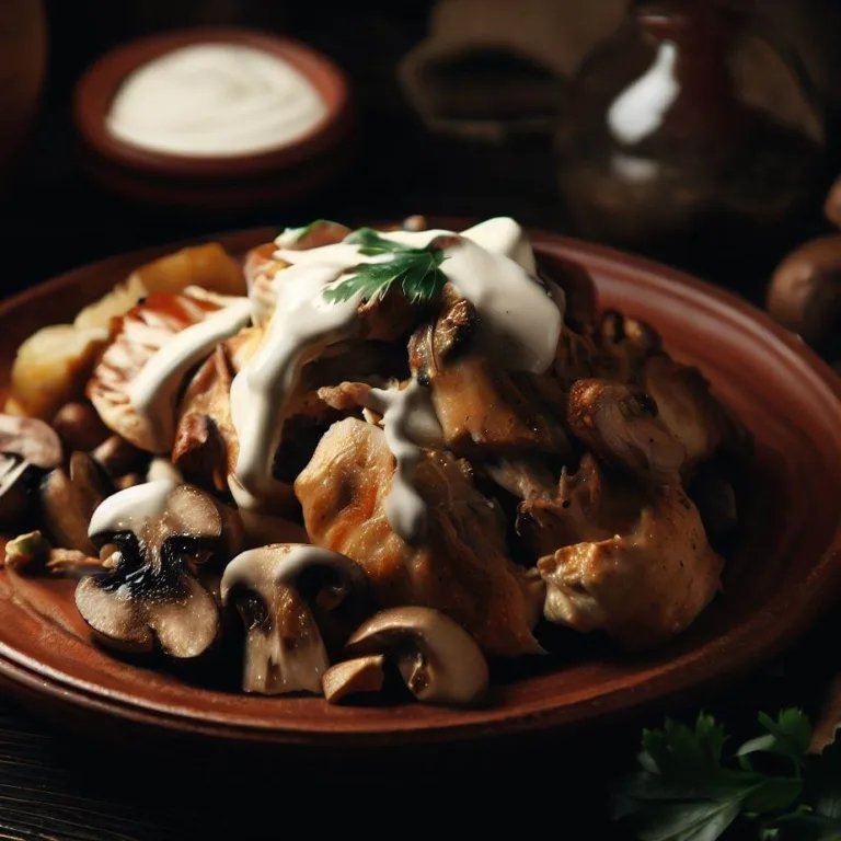 Pui cu Ciuperci și Smântână - Un Deliciu Cremos și Aromat